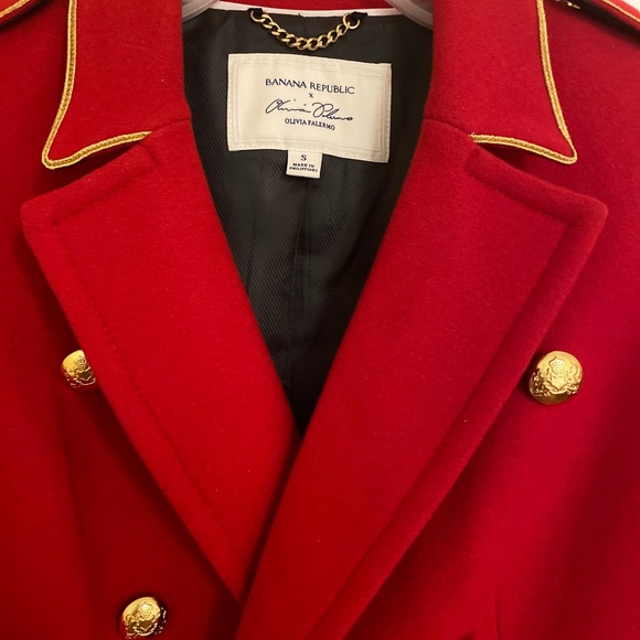 Olivia Palermo for BR Red Wool Maxi Military Coat - Picture 9 of 9